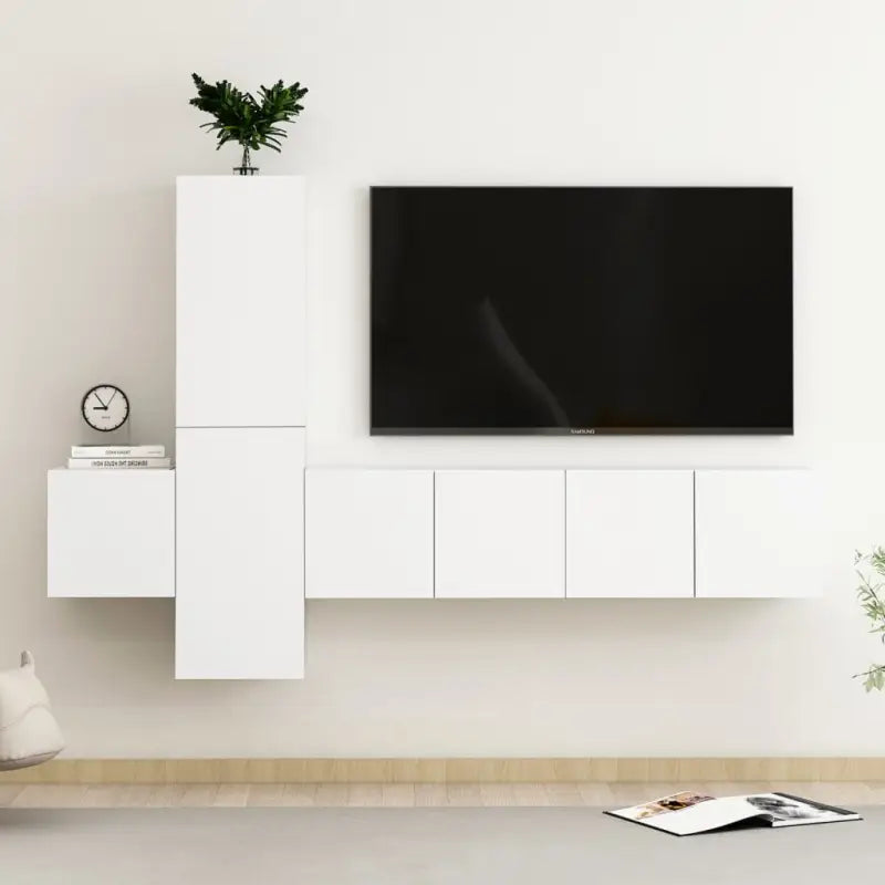Tv-meubel van bewerkt hout met muurbevestiging voor een trendy uitstraling - Wit / 1 / 120 cm - Tv-meubels