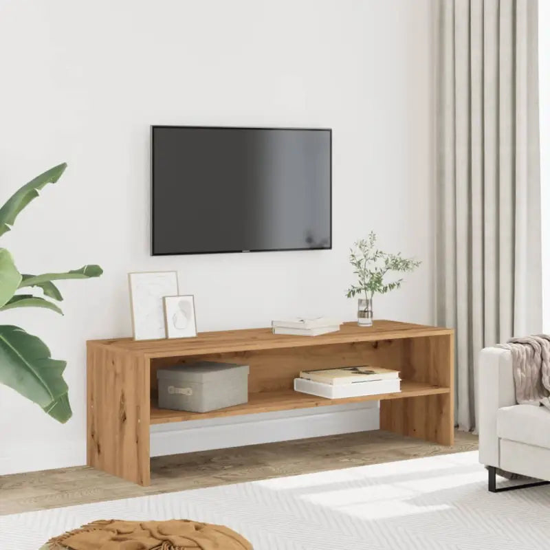 Tv-meubel van bewerkt hout met open vakkeel in vintage stijl - artisian oak / 1 - Tv-meubels