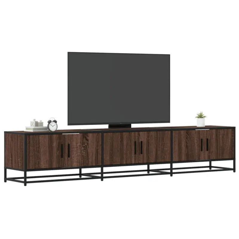 Tv-meubel van bewerkt hout met ruime opbergruimte - bruin eikenkleur / 1 / 210 cm - Tv-meubels