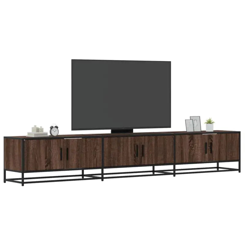 Tv-meubel van bewerkt hout met ruime opbergruimte - bruin eikenkleur / 1 / 240 cm - Tv-meubels