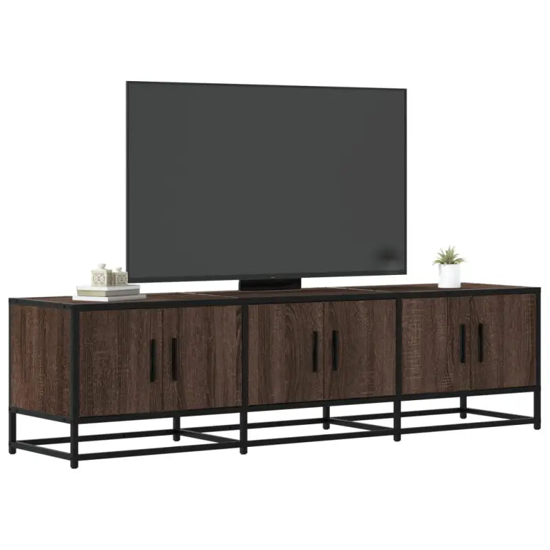 Tv-meubel van bewerkt hout met ruime opbergruimte - bruin eikenkleur / 1 / 150 cm - Tv-meubels
