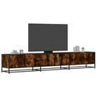 Tv-meubel van bewerkt hout met ruime opbergruimte - Gerookt eiken / 1 / 240 cm - Tv-meubels