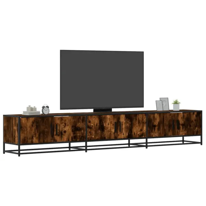 Tv-meubel van bewerkt hout met ruime opbergruimte - Gerookt eiken / 1 / 240 cm - Tv-meubels