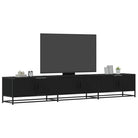 Tv-meubel van bewerkt hout met ruime opbergruimte - Zwart / 1 / 240 cm - Tv-meubels
