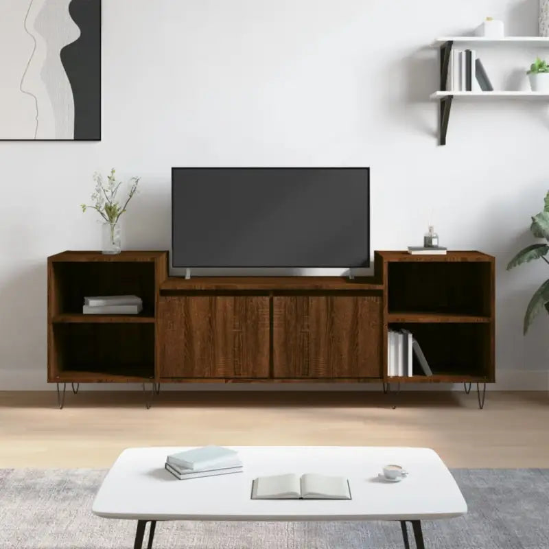 Tv-meubel van bewerkt hout met trendy en praktisch ontwerp - bruin eikenkleur / 1 - Tv-meubels