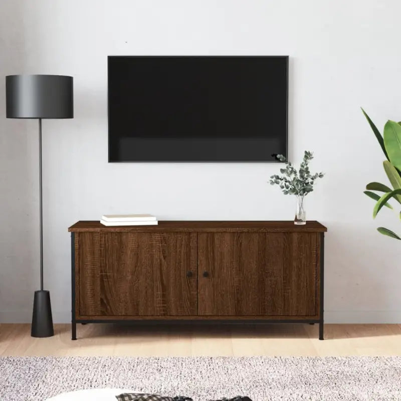 Tv-meubel van bewerkt hout met trendy en praktisch ontwerp - Bruineiken / 1 / 102 cm - Tv-meubels