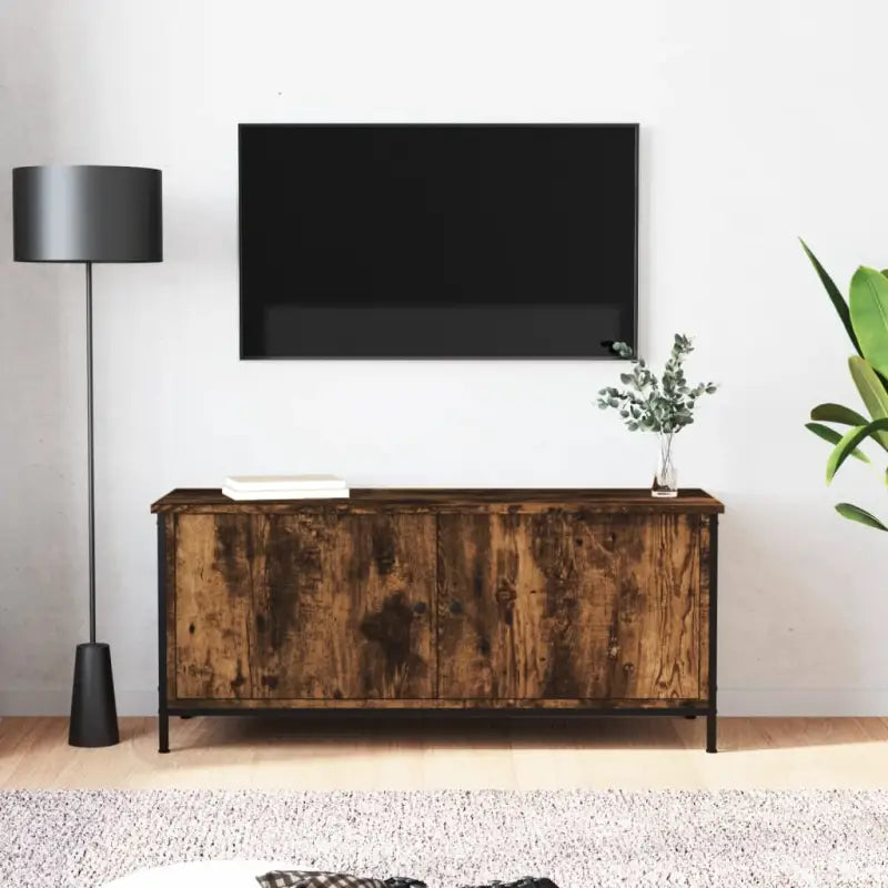 Tv-meubel van bewerkt hout met trendy en praktisch ontwerp - Gerookt eiken / 1 / 102 cm - Tv-meubels