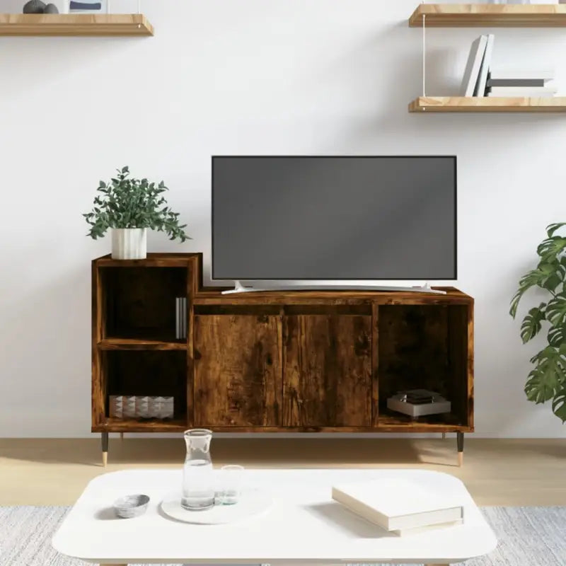 Tv-meubel van bewerkt hout met trendy en praktisch ontwerp - Gerookt eiken / 1 - Tv-meubels