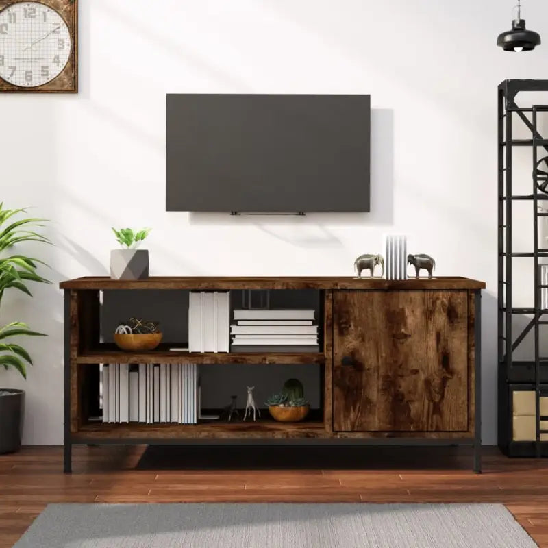 Tv-meubel van bewerkt hout met trendy en praktisch ontwerp - Gerookt eiken / 1 - Tv-meubels