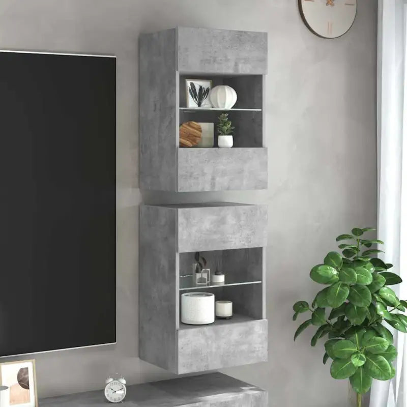 Tv-meubels met duurzame bewerkte hout en rgb led-verlichting - Betongrijs / 2 / 40 cm - Tv-meubels