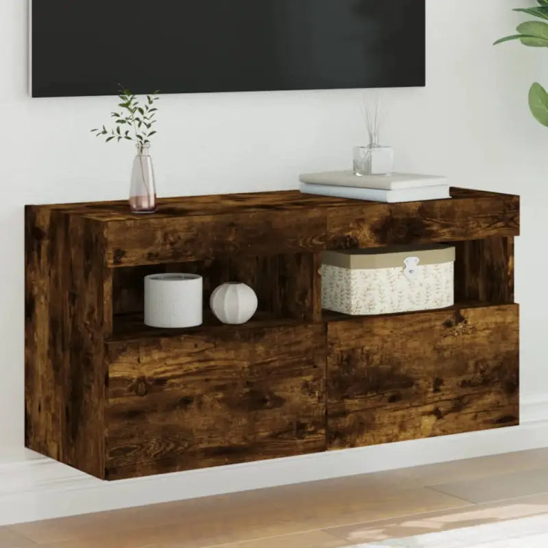 Tv-meubels met duurzame bewerkte hout en rgb led-verlichting - Gerookt eiken / 1 / 80 cm - Tv-meubels