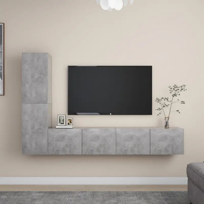 Tv-meubels muurbevestigd met opbergruimte voor een moderne woonstijl - Betongrijs / 4 / 80 cm - Tv-meubels