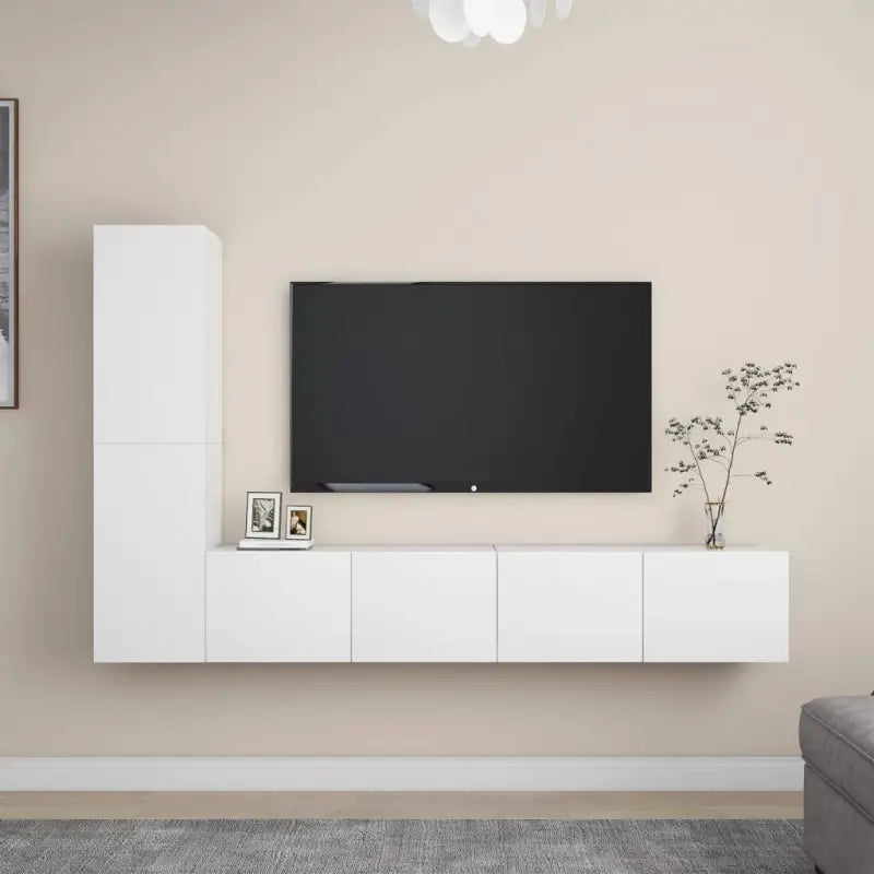 Tv-meubels muurbevestigd met opbergruimte voor een moderne woonstijl - Wit / 4 / 80 cm - Tv-meubels