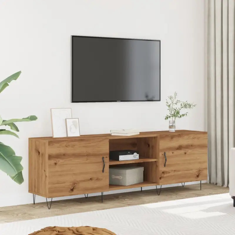 Tv-meubels van bewerkt hout met ijzeren poten voor een trendy uitstraling - artisanaal eikenkleurig / 1 - Tv-meubels
