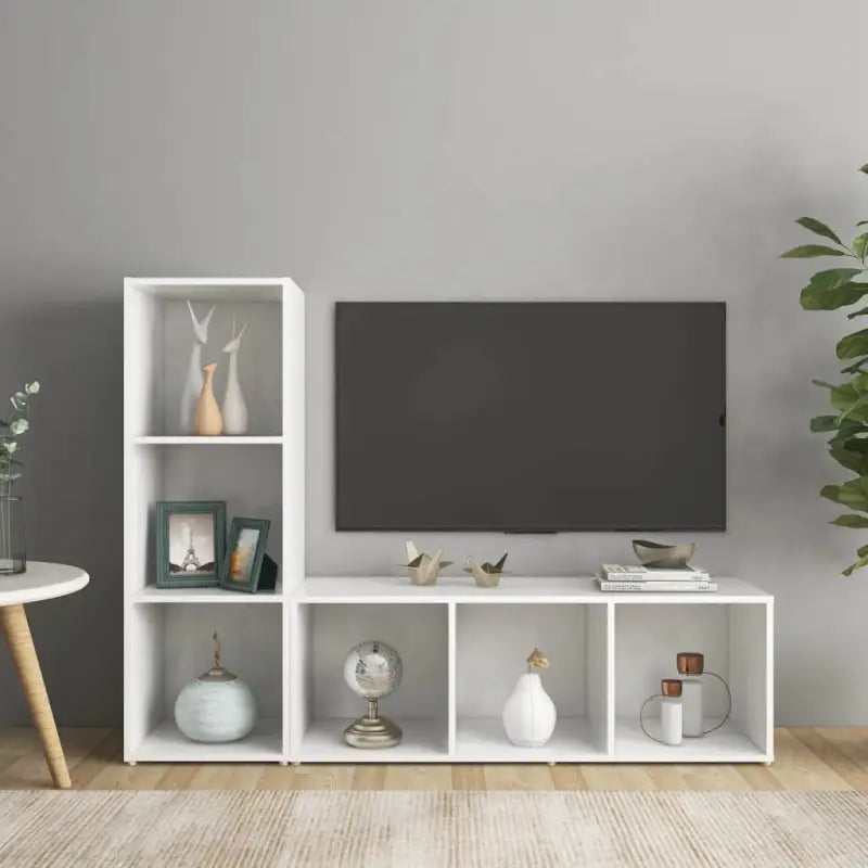 Tv-meubels van bewerkt hout met klassiek en trendy design - Wit / 107 x 35 x 37 cm / 1 - Tv-meubels