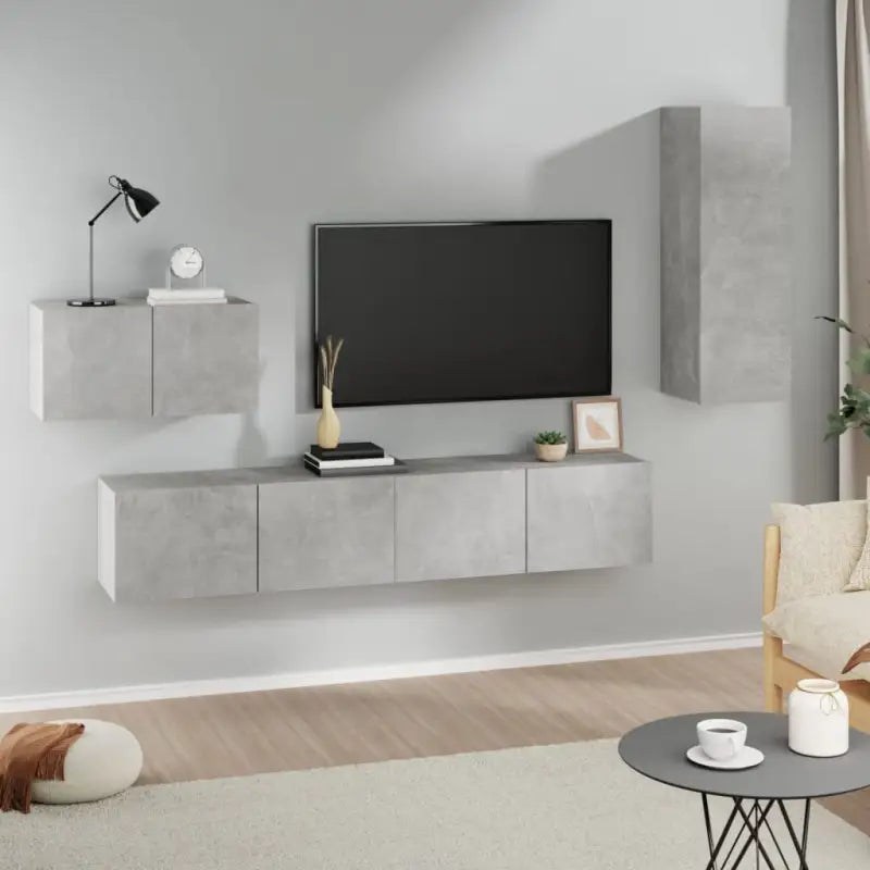 Tv-meubels van bewerkt hout met trendy en praktisch ontwerp - Betongrijs / 4 / 90 cm - Tv-meubels