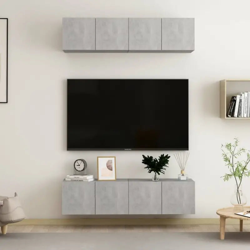 Tv-meubels van bewerkt hout met trendy en praktische design - Betongrijs / 4 / 60 cm - Tv-meubels