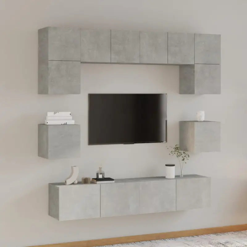 Tv-meubels van bewerkt hout met trendy en praktische design - Betongrijs / 8 / 80 cm - Tv-meubels