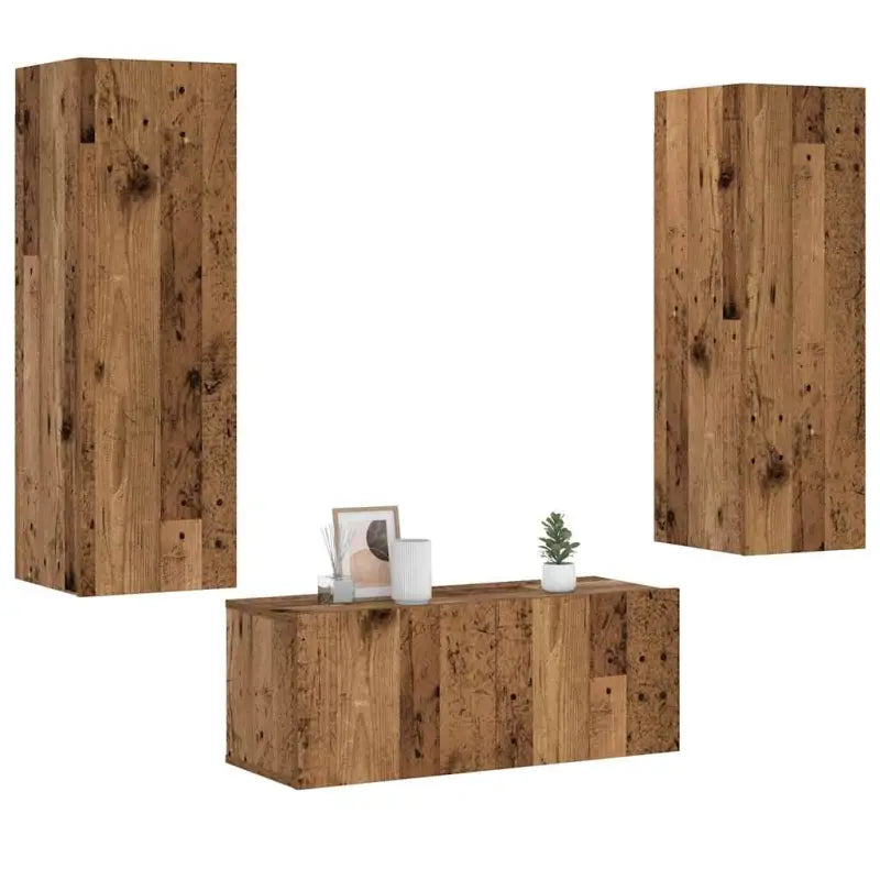 Tv-meubels van bewerkt hout met trendy en praktische design - Oud hout / 3 / 80 cm - Tv-meubels