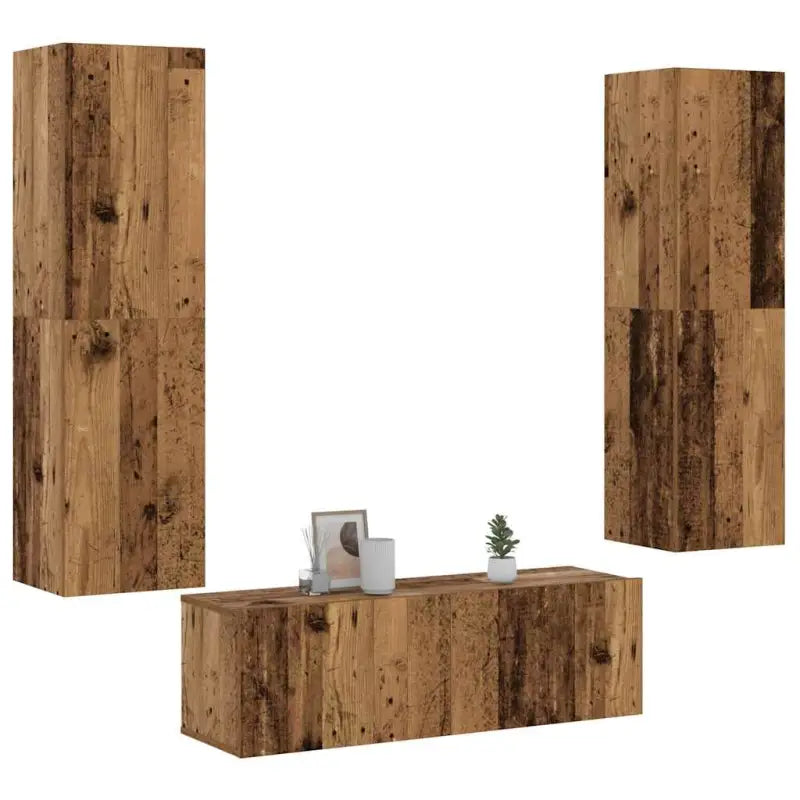 Tv-meubels van bewerkt hout met trendy en praktische design - Oud hout / 3 / 100 cm - Tv-meubels