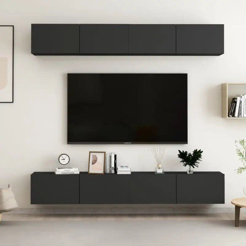Tv-meubels van bewerkt hout met trendy en praktische design - Zwart / 4 / 100 cm - Tv-meubels
