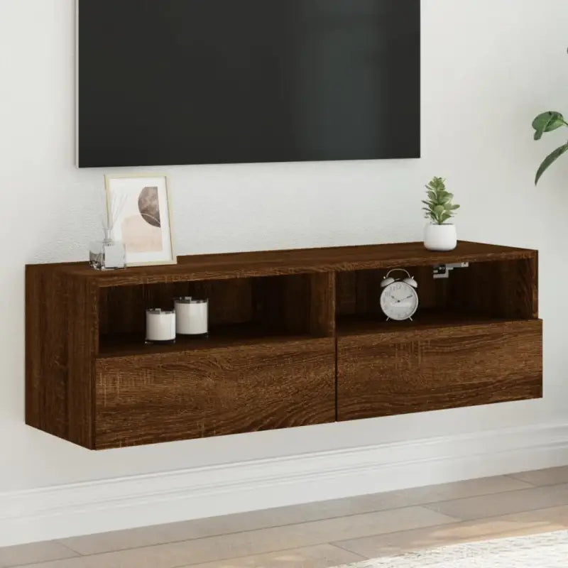 Tv-wandmeubels van bewerkt hout voor een opgeruimde woonkamer - bruin eikenkleur / 1 / 100 cm - Tv-meubels