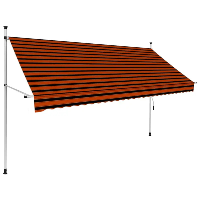 Uitrekbare zonwering voor raam terras en tuin in water- en weerbestendig polyester - Oranje en bruin / 1 / 300 cm