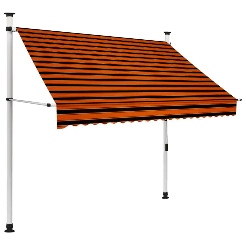 Uitrekbare zonwering voor raam terras en tuin in water- en weerbestendig polyester - Oranje en bruin / 1 / 200 cm
