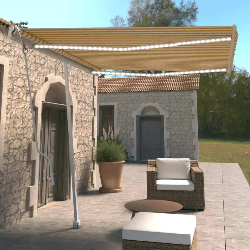 Uitschuifbare luifel met gepoedercoat aluminium en automatische bediening - Geel en wit / 300 x 250 cm / 1 - Zonwering