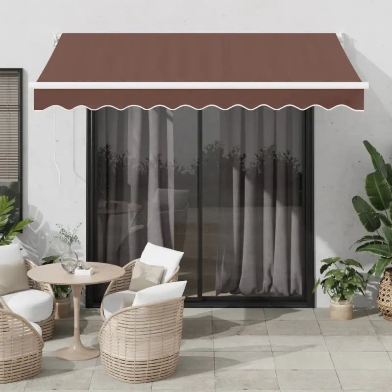 Uitschuifbare luifel van gepoedercoat aluminium voor terras en tuin - Bruin en wit / 300 x 250 cm / 1 - Zonwering