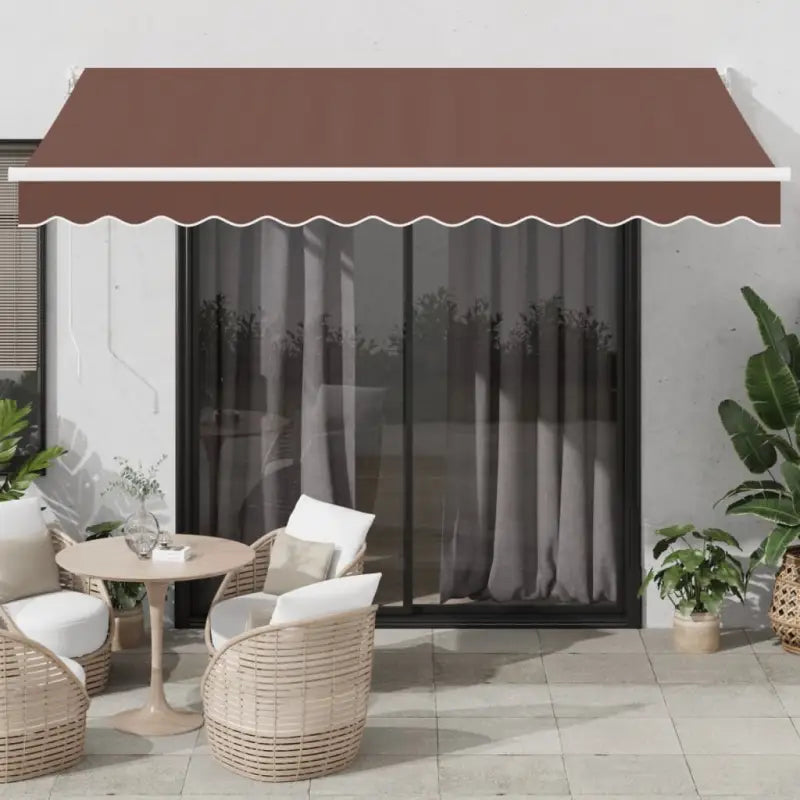 Uitschuifbare luifel van gepoedercoat aluminium voor terras en tuin - Bruin en wit / 350 x 250 cm / 1 - Zonwering