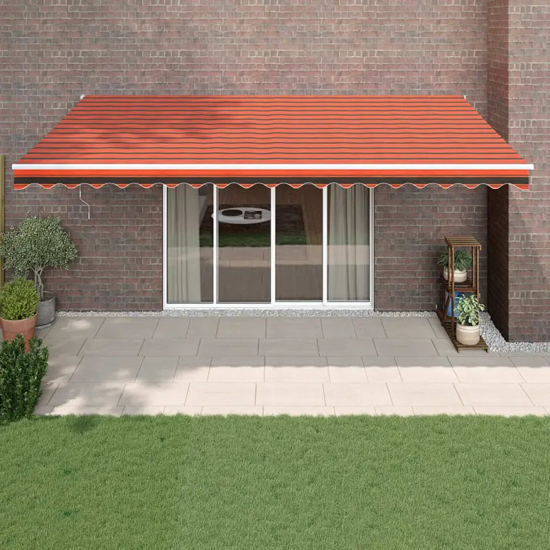 Uitschuifbare luifel van gepoedercoat aluminium voor terras en tuin - Oranje en wit / 5 x 3 m / 1 - Zonwering