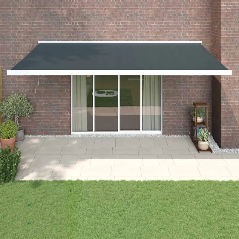 Uittrekbare luifel in gepoedercoat aluminium voor je terras - Antracietkleurig (wit frame) / 5 x 3 m / 1 - Zonwering