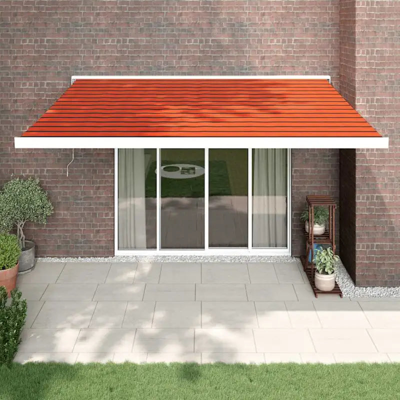 Uittrekbare luifel in gepoedercoat aluminium voor je terras - Oranje en bruin (wit frame) / 4 x 3 m / 1 - Zonwering