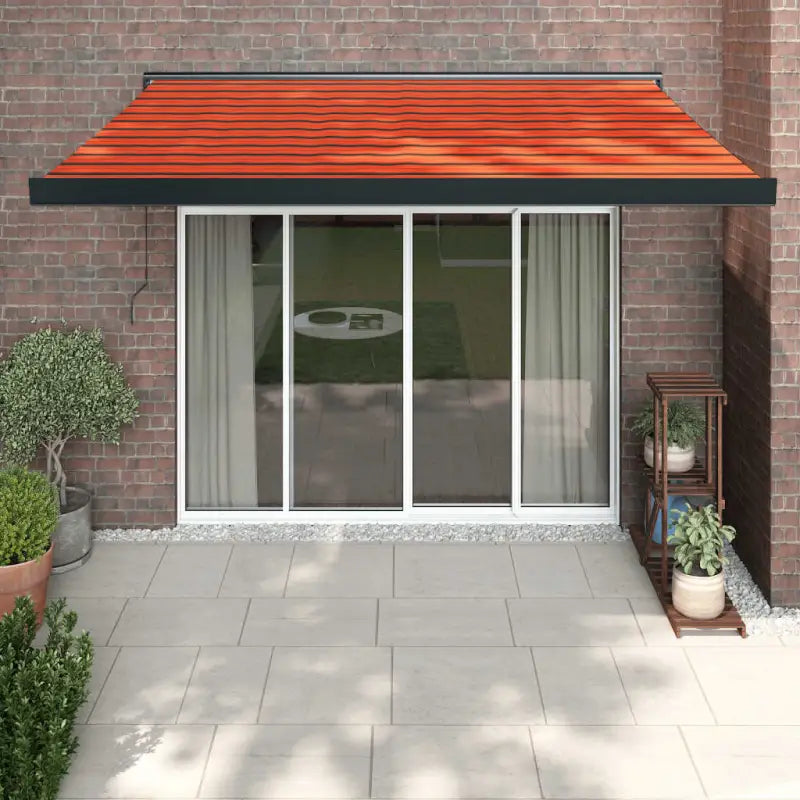 Uittrekbare luifel in gepoedercoat aluminium voor je terras - Oranje en bruin (zwart frame) / 3.5 x 2.5 m / 1