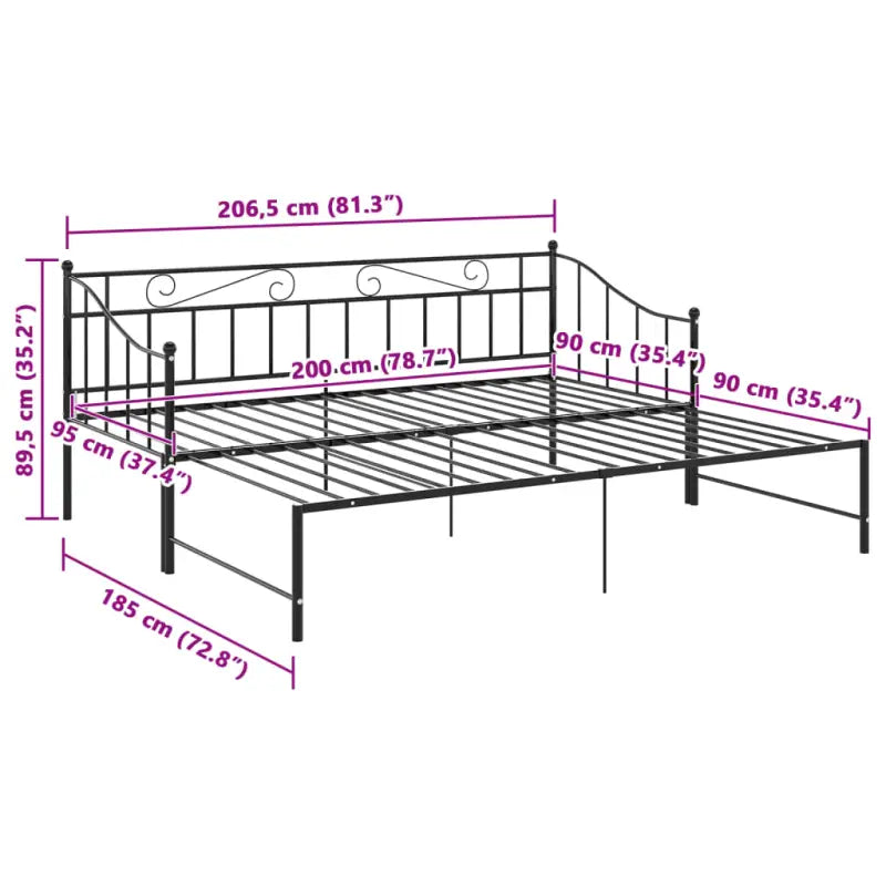 Veelzijdige bedbank met afmetingen bed voor zit- en slaapplaats - Zwart - Bedden & bedframes