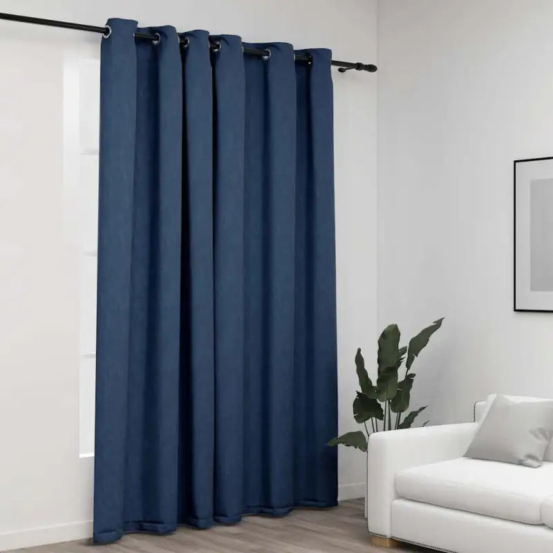 Verduisterende linnen-look gordijnen voor licht en privacy - Blauw / 290 x 245 cm / 1 - Gordijnen & vitrages