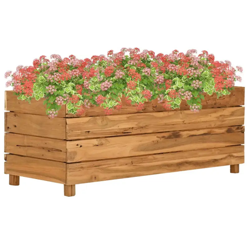 Verhoogd meubelstuk uniek met gerecycled teakhout en stalen rek - 100 x 40 x 38 cm / 1 - Bloempotten & plantenbakken