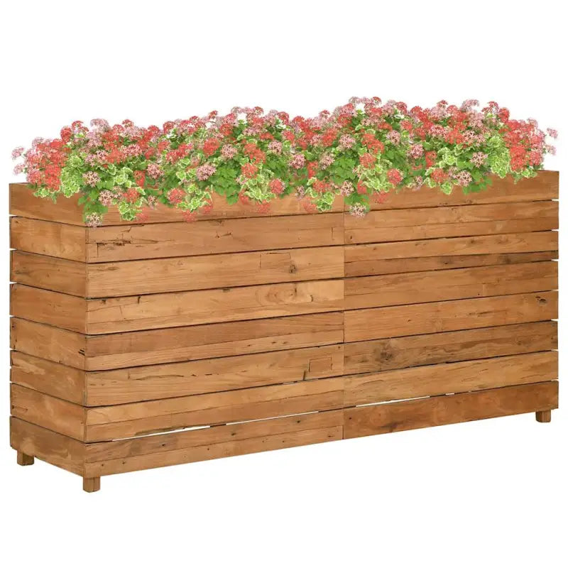 Verhoogd meubelstuk uniek met gerecycled teakhout en stalen rek - 150 x 40 x 72 cm / 1 - Bloempotten & plantenbakken
