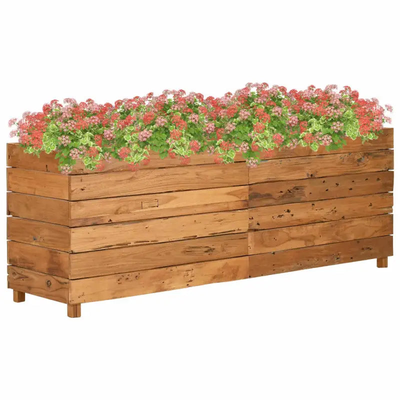 Verhoogd meubelstuk uniek met gerecycled teakhout en stalen rek - 150 x 40 x 55 cm / 1 - Bloempotten & plantenbakken