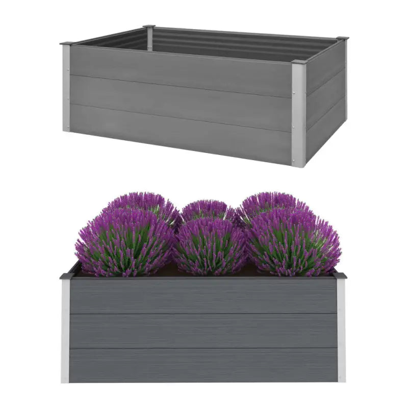 Verhoogde Houten Kunststof Compost plantenbak voor Buiten Tuin - Grijs / 150 x 100 x 54 cm / 1 - Bloempotten &