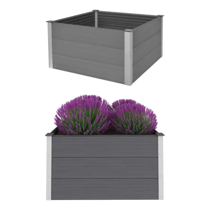 Verhoogde Houten Kunststof Compost plantenbak voor Buiten Tuin - Grijs / 100 x 100 x 54 cm / 1 - Bloempotten &