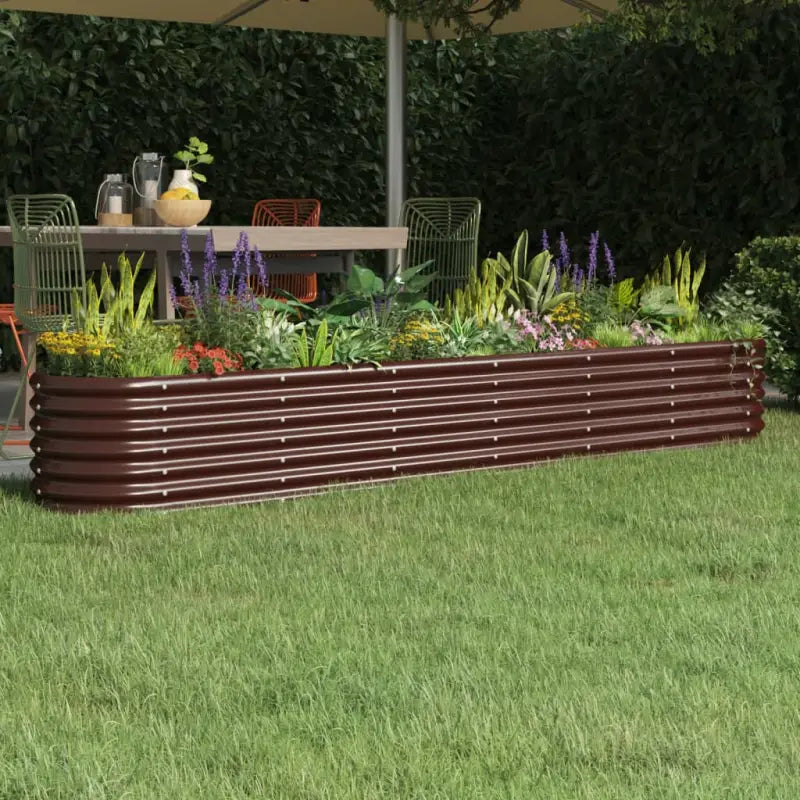 Verhoogde plantenbak van gepoedercoat staal voor tuin en balkon - Bruin / 260 x 40 x 36 cm / 1 - Bloempotten &