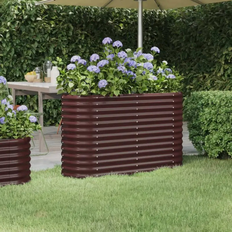 Verhoogde plantenbak van gepoedercoat staal voor tuin en balkon - Bruin / 114 x 40 x 68 cm / 1 - Bloempotten &