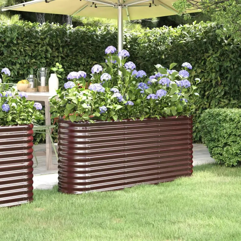 Verhoogde plantenbak van gepoedercoat staal voor tuin en balkon - Bruin / 152 x 40 x 68 cm / 1 - Bloempotten &