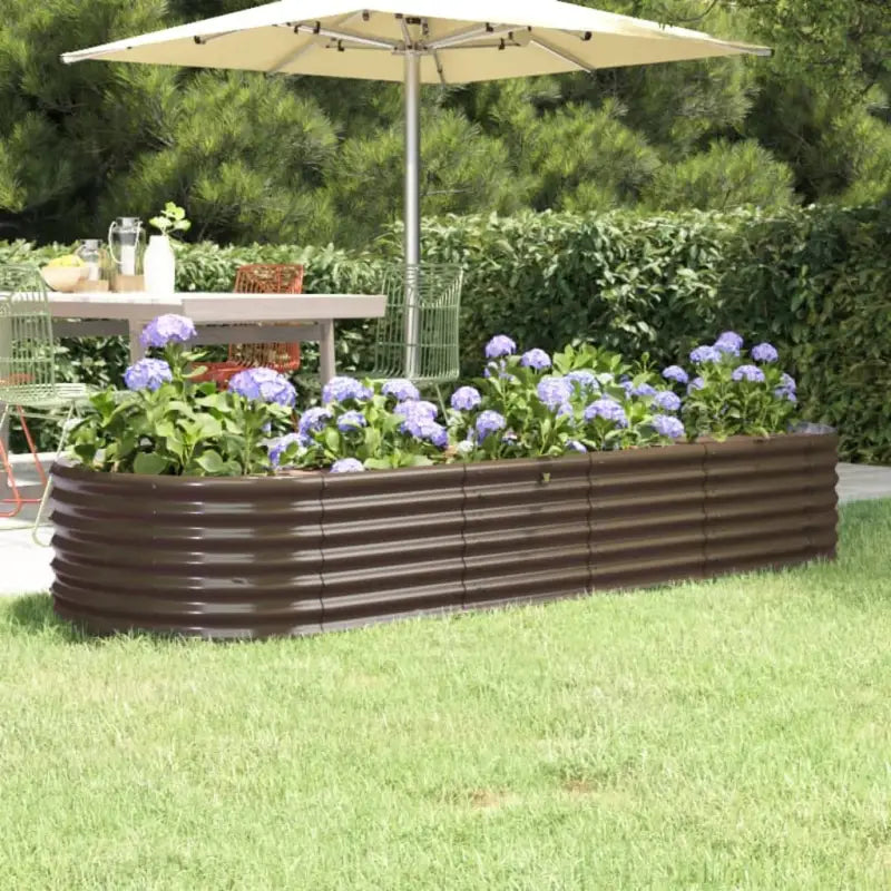 Verhoogde plantenbak van gepoedercoat staal voor tuin en terras - Bruin / 224 x 80 x 36 cm / 1 - Bloempotten &