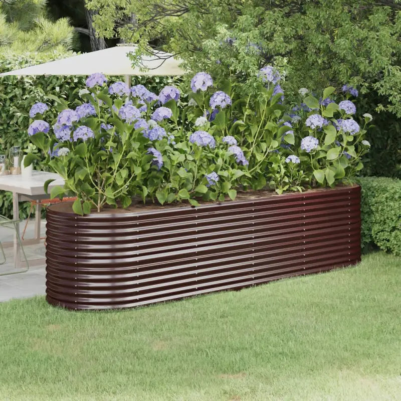 Verhoogde plantenbak van gepoedercoat staal voor tuin en terras - Bruin / 296 x 80 x 68 cm / 1 - Bloempotten &
