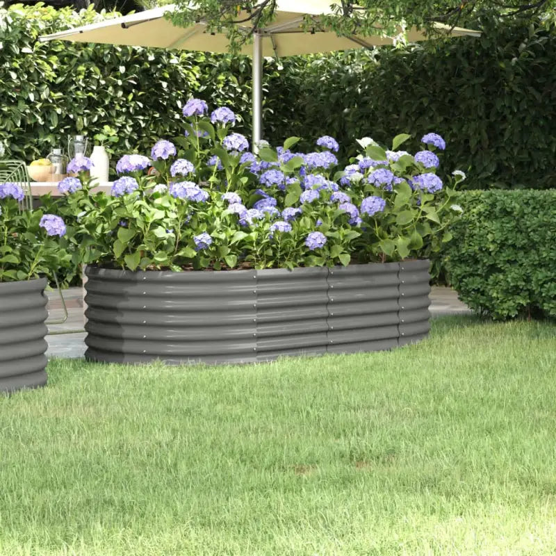 Verhoogde plantenbak van gepoedercoat staal voor tuin en terras - Grijs / 152 x 80 x 36 cm / 1 - Bloempotten &