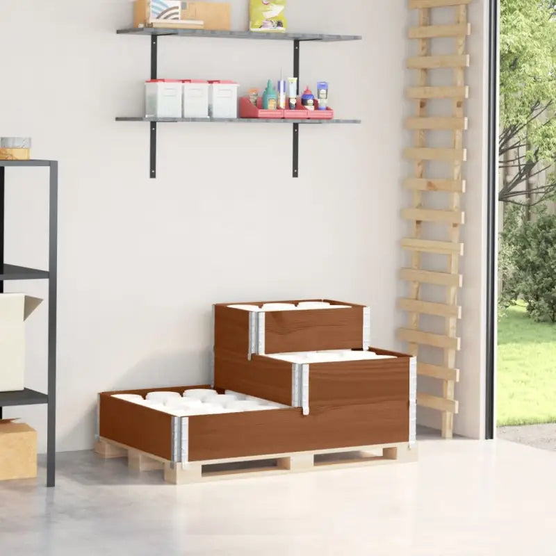 Verhoogde plantenbak van massief grenenhout met open bodem - Donkerbruin / 120 x 80 cm (60 x 40 cm) / 1 - Bloempotten &