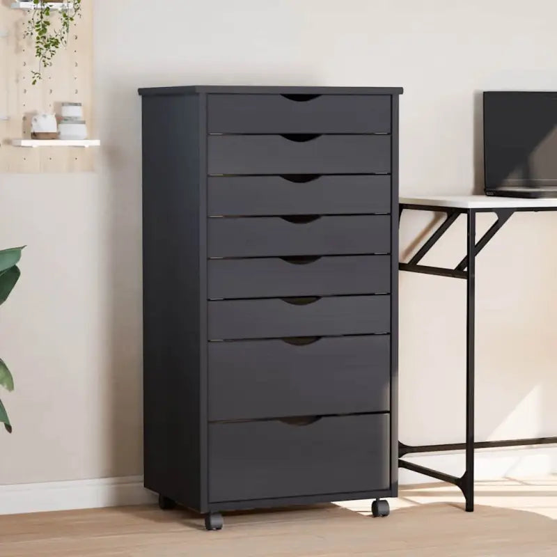 Verplaatsbare lockerkast van massief grenenhout voor gemakkelijk schoonmaken - Grijs / 53 x 39 x 103 cm / 1